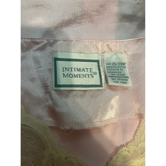 Intimate Moments Vintage Pink Satin‎ Chemise Nightgown Lace Trim - Picture 3 of 5